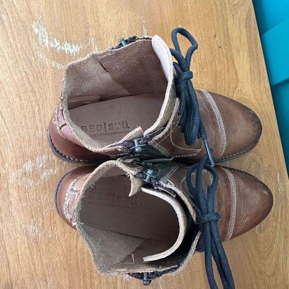 Bed|Stu Women’s Bonnie II Vegetable Tan Leather Lace Up Combat Ankle Boot - Picture 10 of 13